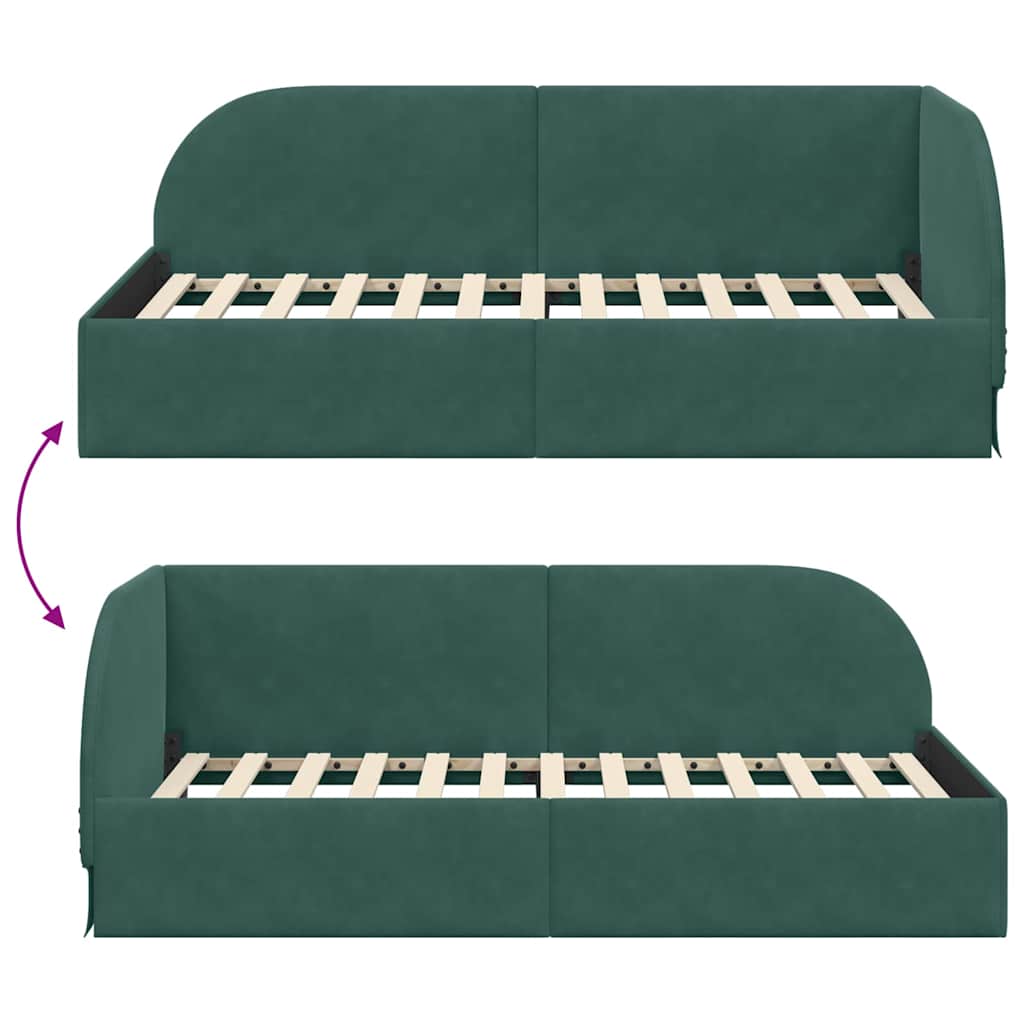 Hoekbedframe met hoofdeinde Donkergroen 90 cm x 190 cm Fluweel is nu te koop bij PeponiXL, paradijselijk wonen!