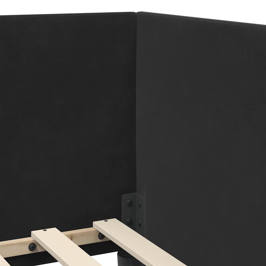 Hoekbedframe met hoofdeinde Zwart 90 cm x 190 cm Fluweel is nu te koop bij PeponiXL, paradijselijk wonen!