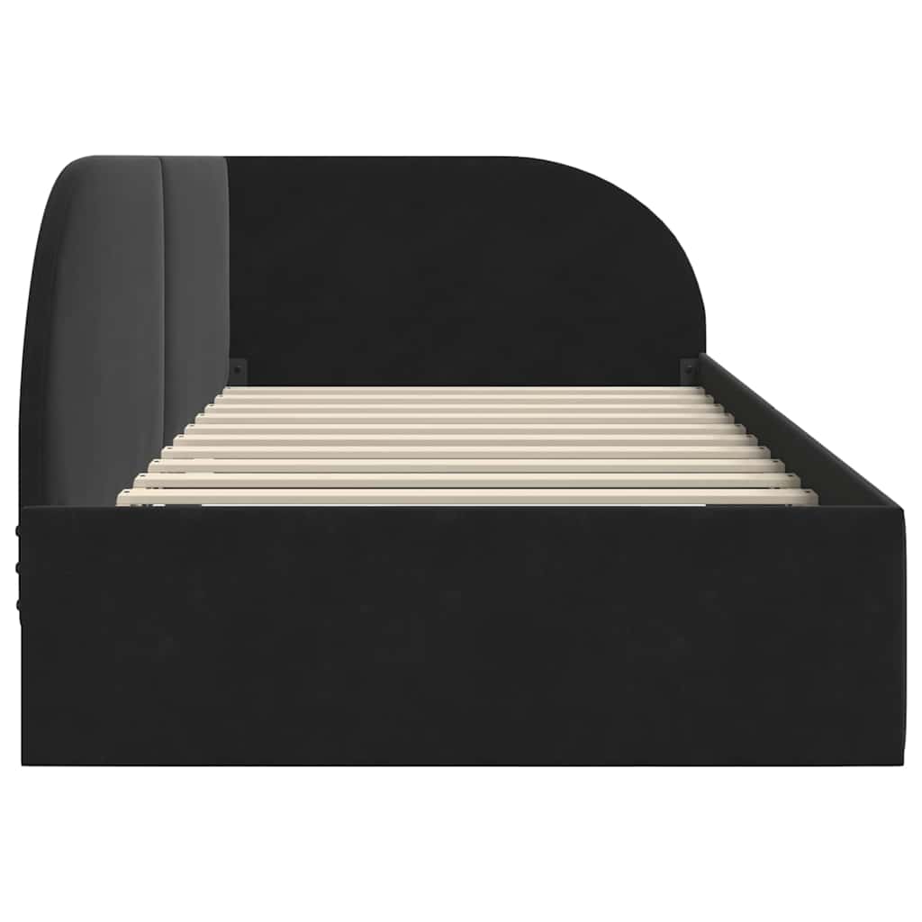 Hoekbedframe met hoofdeinde Zwart 90 cm x 190 cm Fluweel is nu te koop bij PeponiXL, paradijselijk wonen!