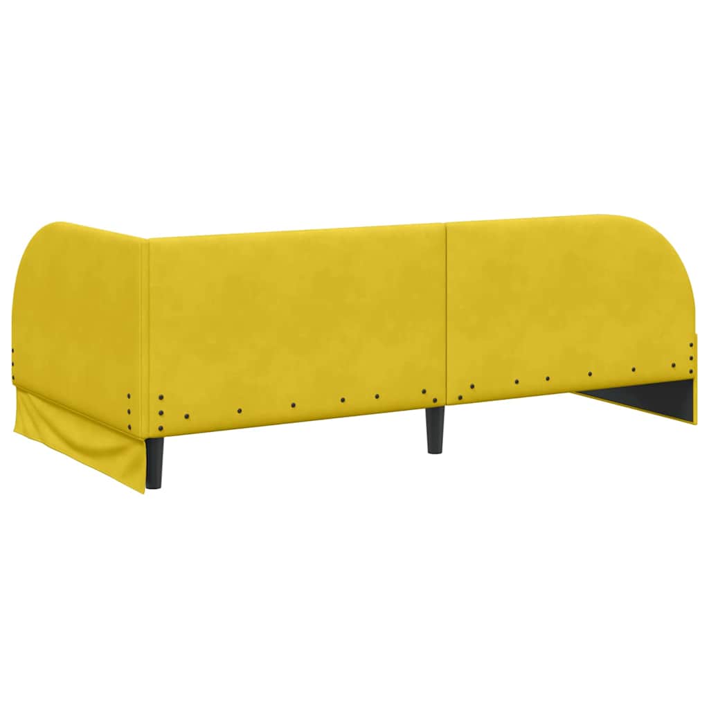 Hoekbedframe met hoofdeinde Geel 90 cm x 190 cm Fluweel is nu te koop bij PeponiXL, paradijselijk wonen!