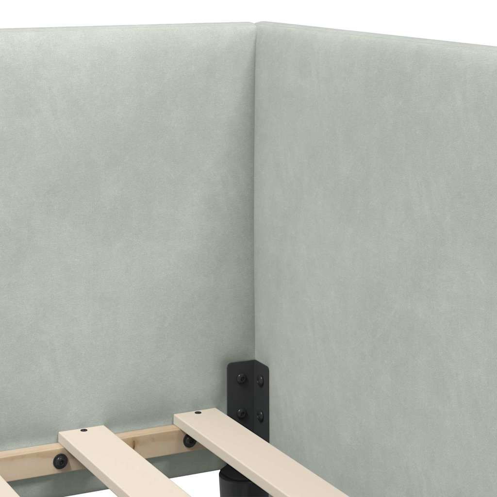 Hoekbedframe met hoofdeinde Lichtgrijs 90 cm x 200 cm Fluweel