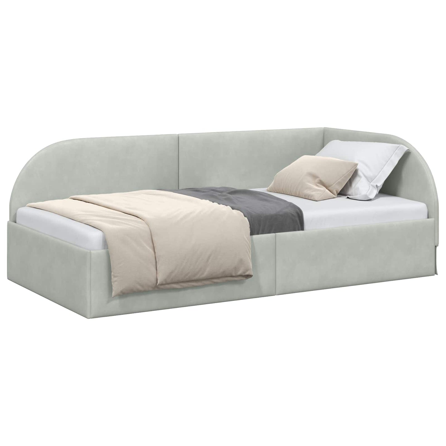 Hoekbedframe met hoofdeinde Lichtgrijs 90 cm x 200 cm Fluweel