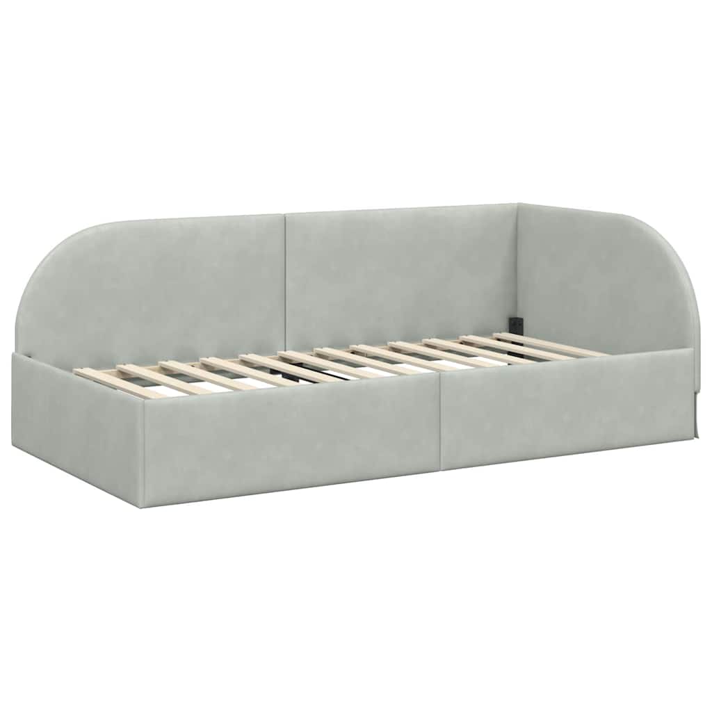 Hoekbedframe met hoofdeinde Lichtgrijs 90 cm x 200 cm Fluweel