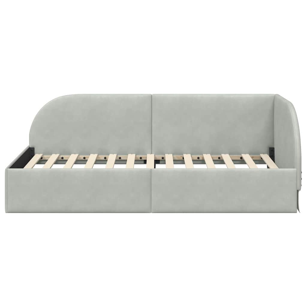 Hoekbedframe met hoofdeinde Lichtgrijs 90 cm x 200 cm Fluweel