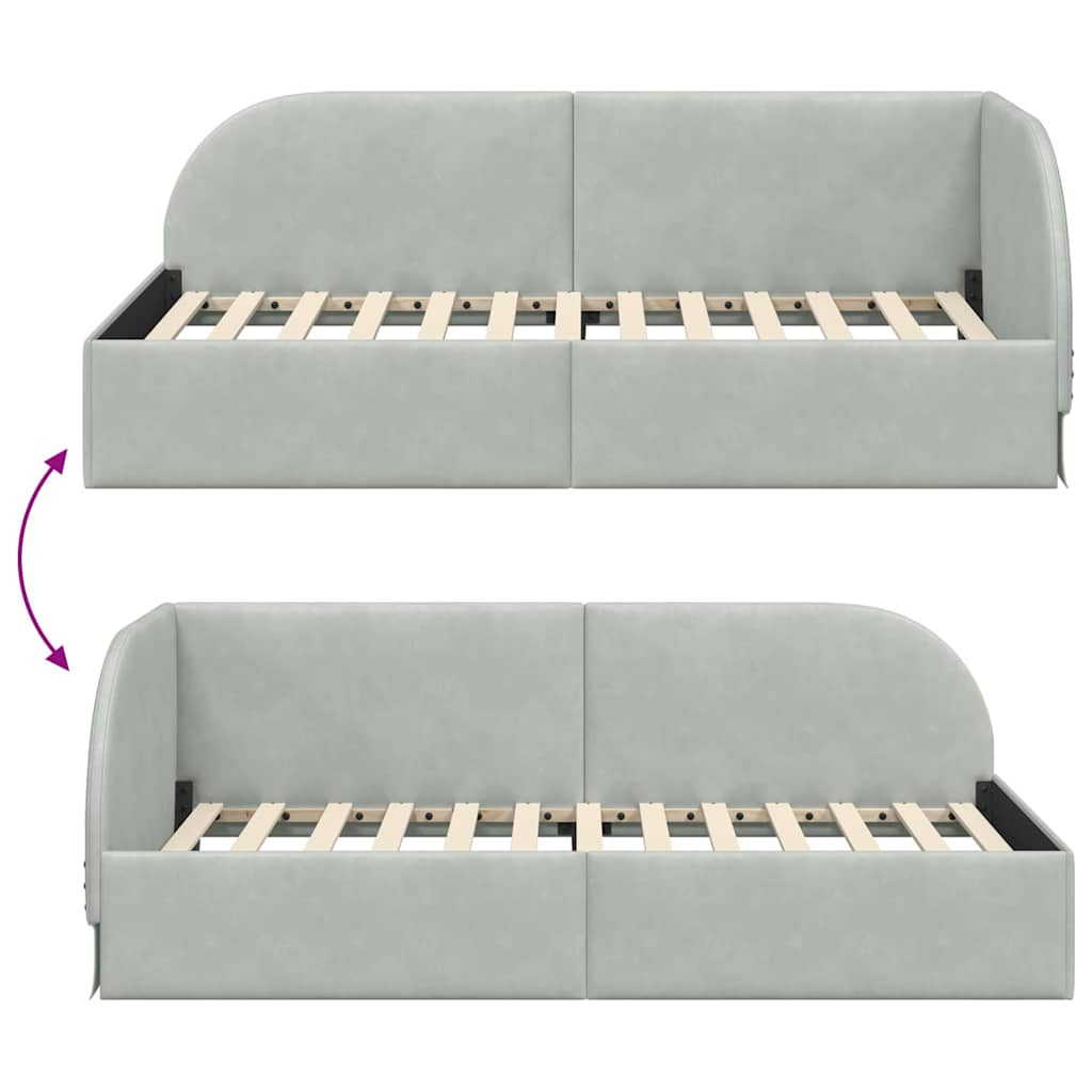Hoekbedframe met hoofdeinde Lichtgrijs 90 cm x 200 cm Fluweel