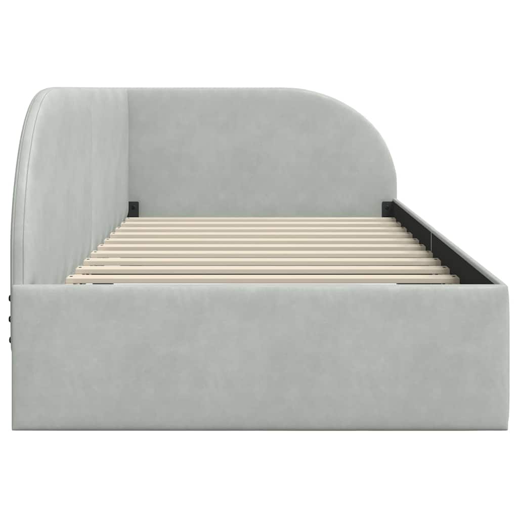 Hoekbedframe met hoofdeinde Lichtgrijs 90 cm x 200 cm Fluweel
