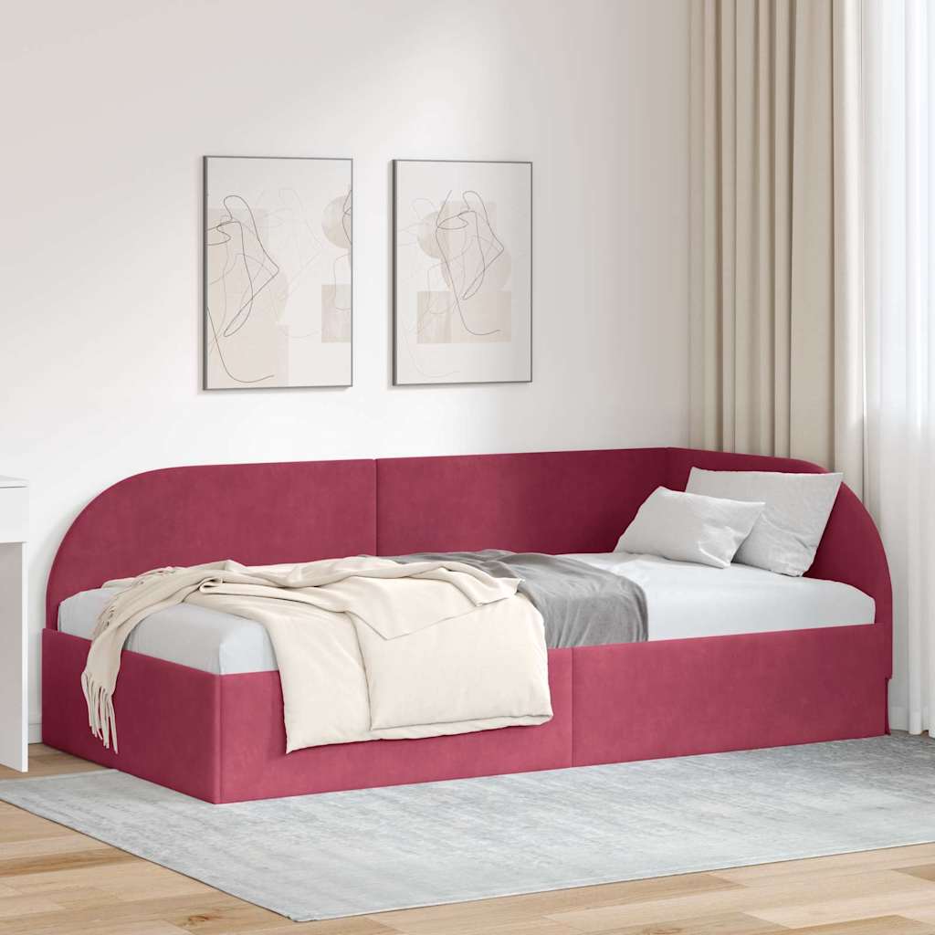 Hoekbedframe met hoofdeinde Wijnrood 90 cm x 200 cm Fluweel is nu te koop bij PeponiXL, paradijselijk wonen!