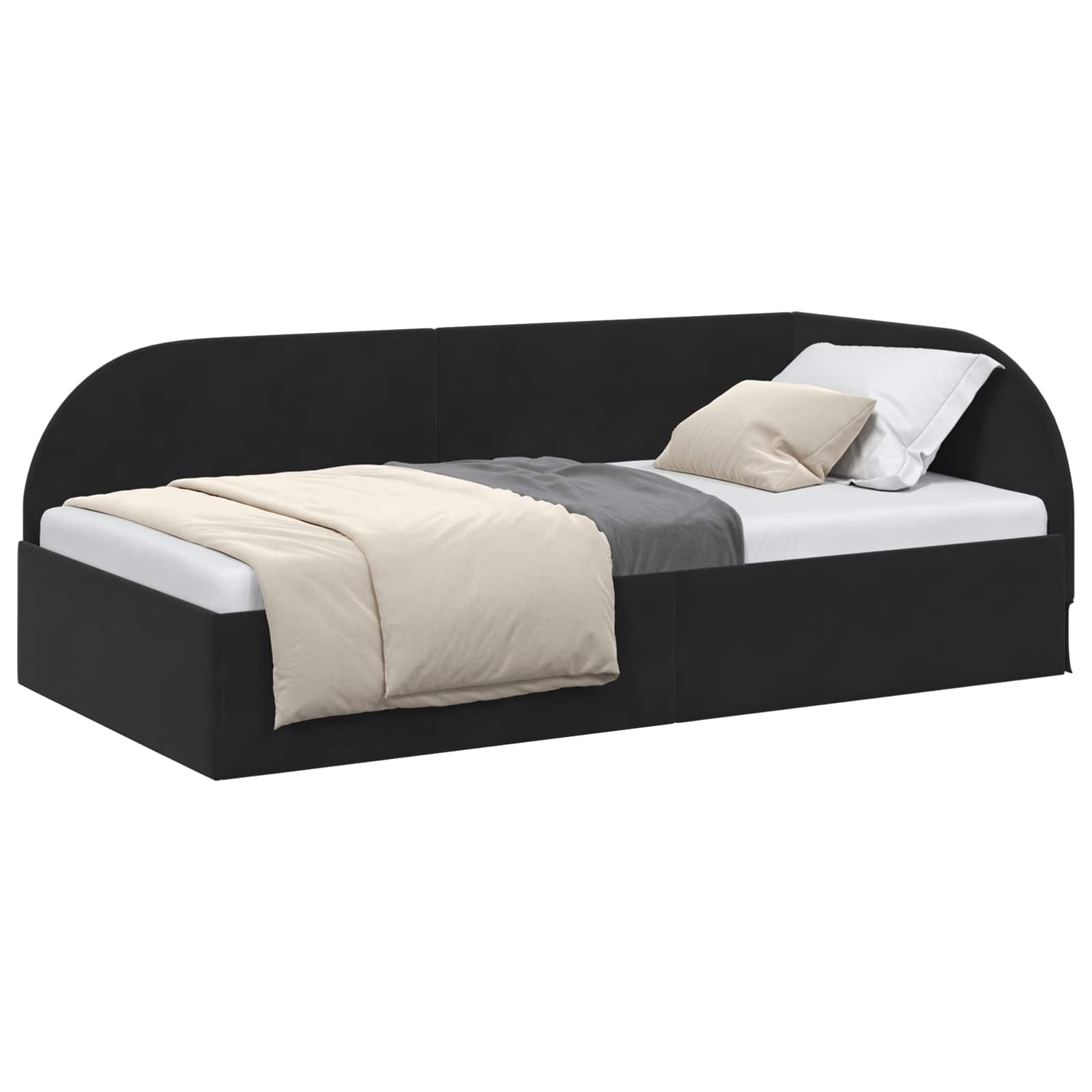 Hoekbedframe met hoofdeinde Zwart 90 cm x 200 cm Fluweel is nu te koop bij PeponiXL, paradijselijk wonen!