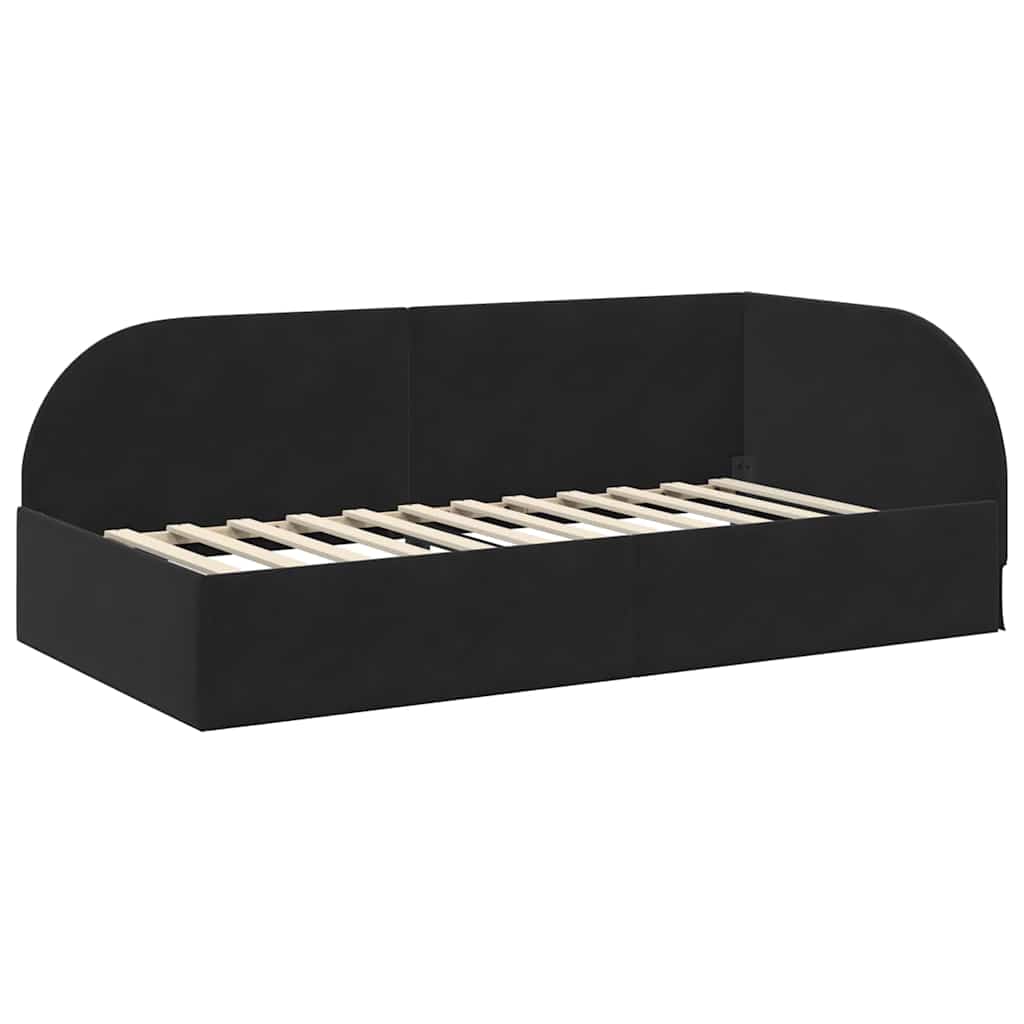 Hoekbedframe met hoofdeinde Zwart 90 cm x 200 cm Fluweel is nu te koop bij PeponiXL, paradijselijk wonen!