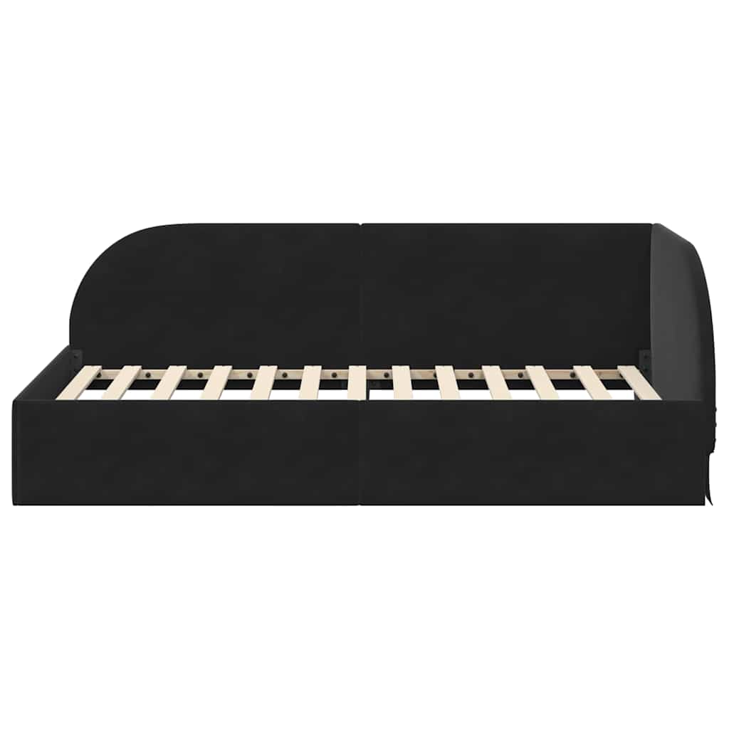 Hoekbedframe met hoofdeinde Zwart 90 cm x 200 cm Fluweel is nu te koop bij PeponiXL, paradijselijk wonen!