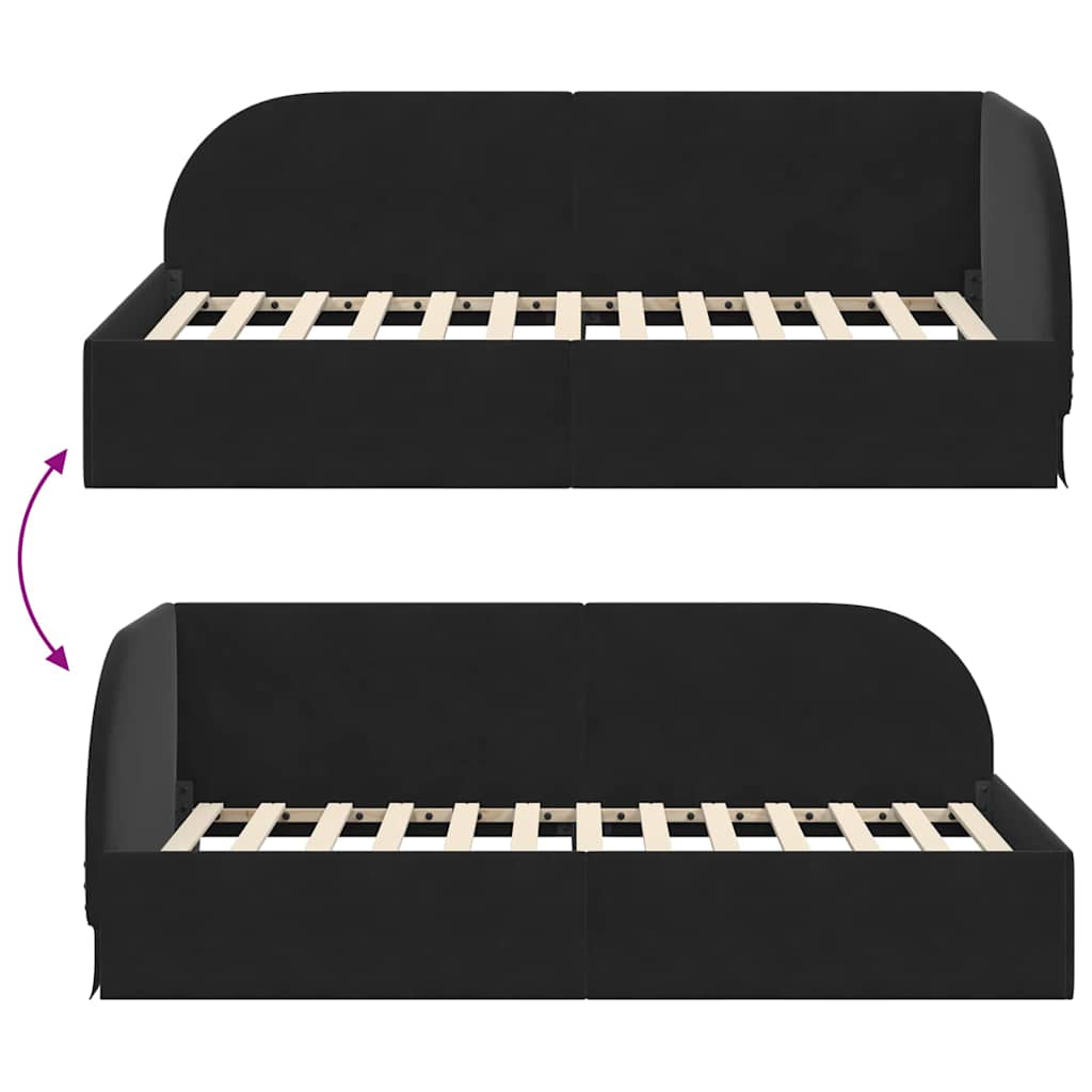 Hoekbedframe met hoofdeinde Zwart 90 cm x 200 cm Fluweel is nu te koop bij PeponiXL, paradijselijk wonen!