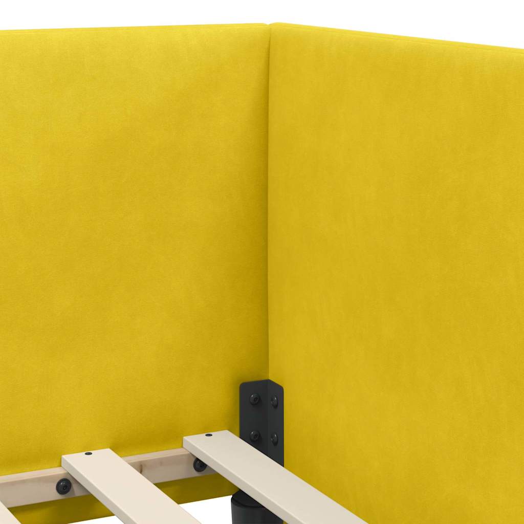 Hoekbedframe met hoofdeinde Geel 90 cm x 200 cm Fluweel is nu te koop bij PeponiXL, paradijselijk wonen!