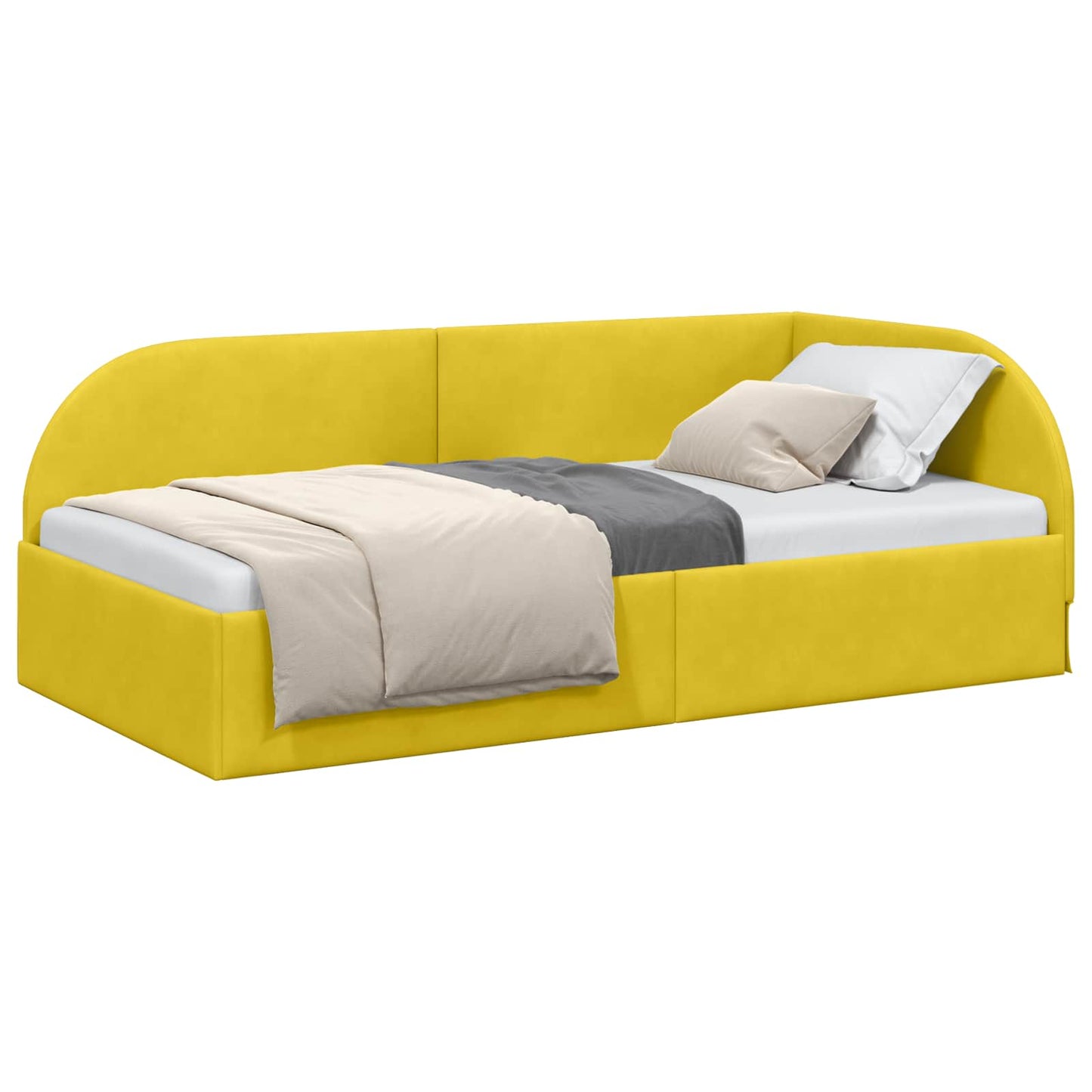 Hoekbedframe met hoofdeinde Geel 90 cm x 200 cm Fluweel is nu te koop bij PeponiXL, paradijselijk wonen!