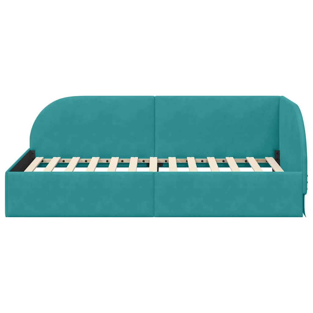 Hoekbedframe met hoofdeinde Turquoise 90 cm x 200 cm Fluweel is nu te koop bij PeponiXL, paradijselijk wonen!