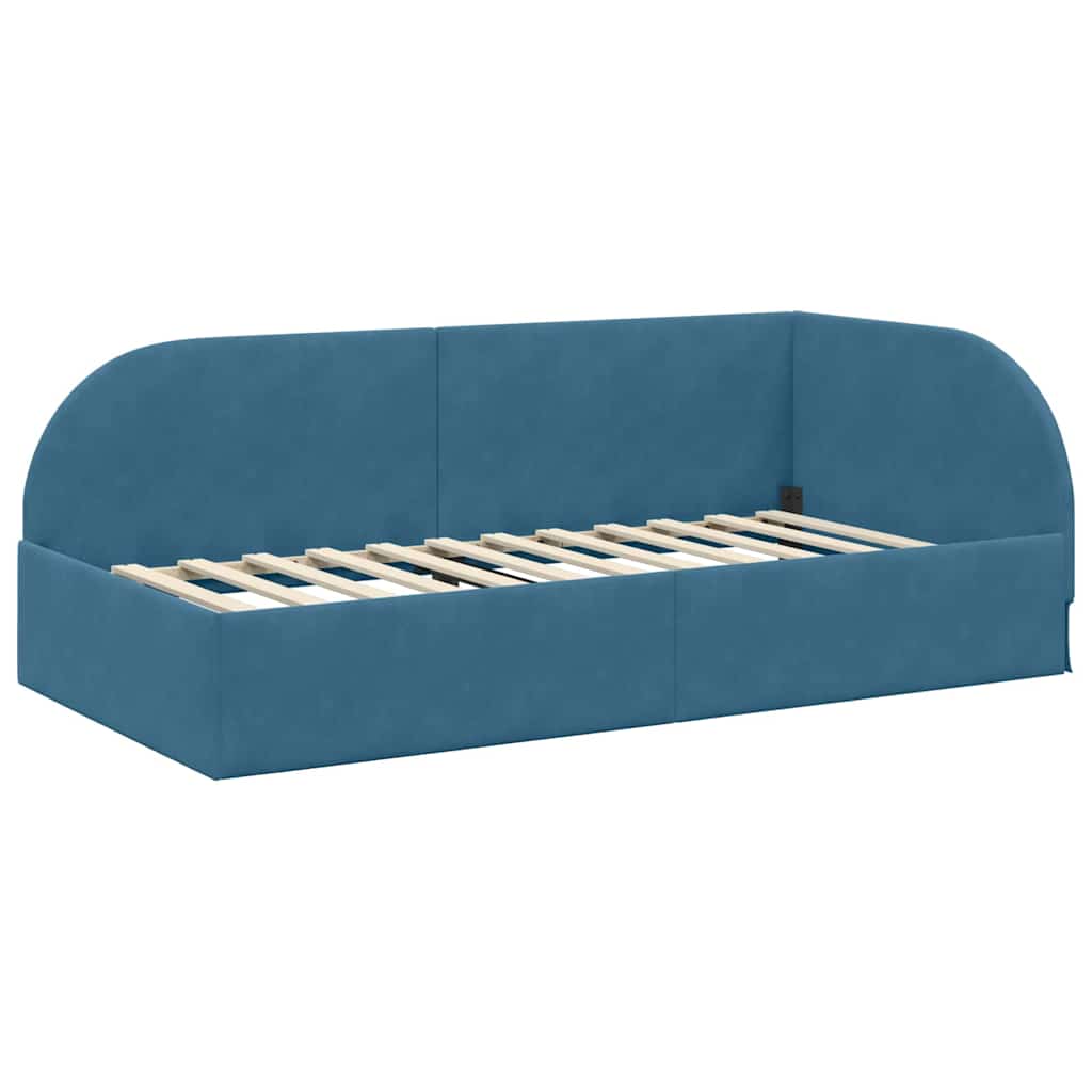 Hoekbedframe met hoofdeinde Blauw 100 cm x 200 cm Fluweel is nu te koop bij PeponiXL, paradijselijk wonen!