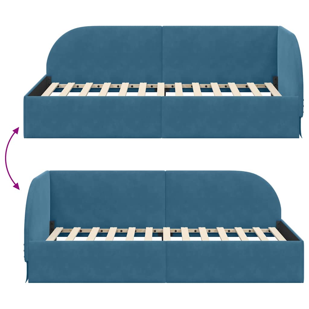 Hoekbedframe met hoofdeinde Blauw 100 cm x 200 cm Fluweel is nu te koop bij PeponiXL, paradijselijk wonen!