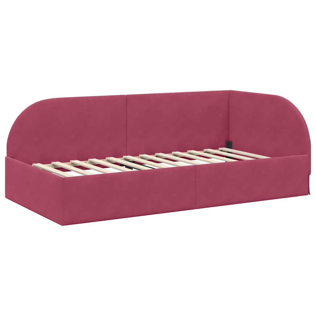 Hoekbedframe met hoofdeinde Wijnrood 100 cm x 200 cm Fluweel