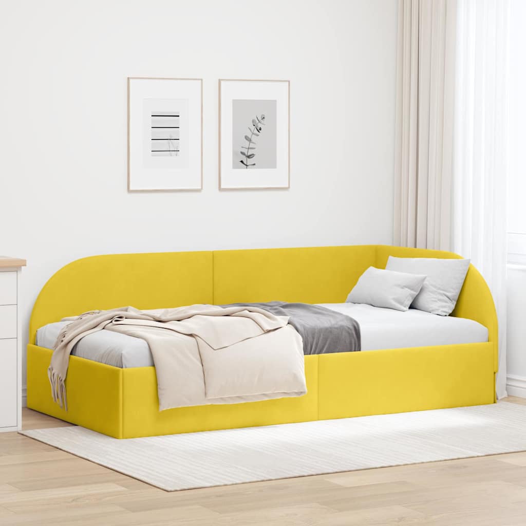 Hoekbedframe met hoofdeinde Geel 100 cm x 200 cm Fluweel is nu te koop bij PeponiXL, paradijselijk wonen!
