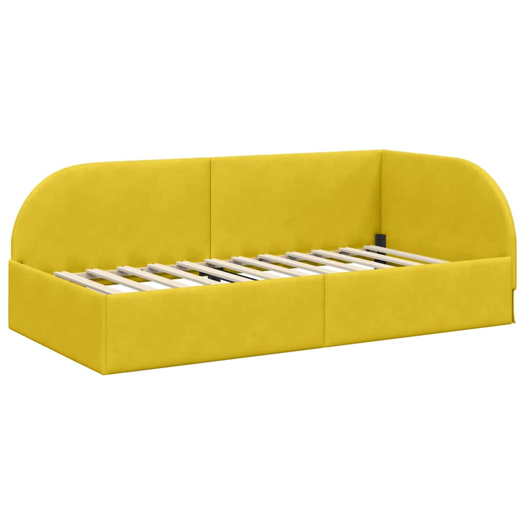 Hoekbedframe met hoofdeinde Geel 100 cm x 200 cm Fluweel is nu te koop bij PeponiXL, paradijselijk wonen!