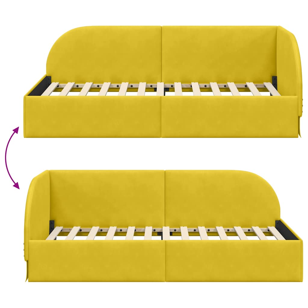 Hoekbedframe met hoofdeinde Geel 100 cm x 200 cm Fluweel is nu te koop bij PeponiXL, paradijselijk wonen!