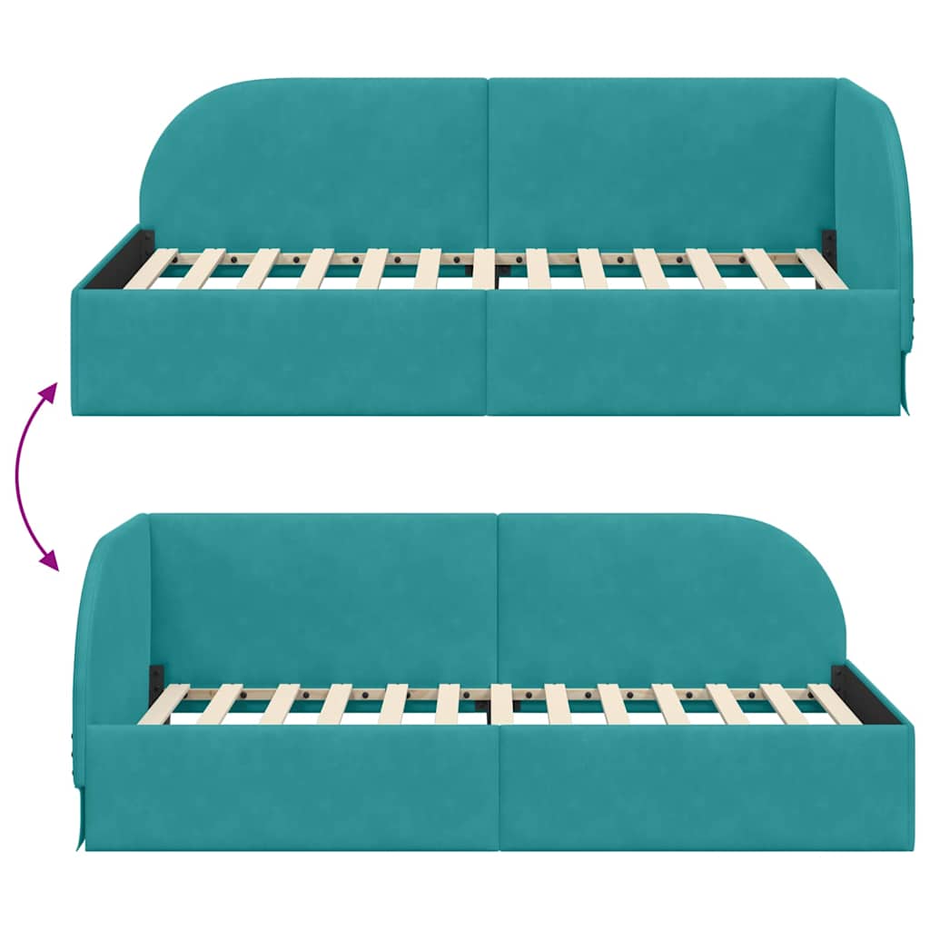 Hoekbedframe met hoofdeinde Turquoise 100 cm x 200 cm Fluweel is nu te koop bij PeponiXL, paradijselijk wonen!
