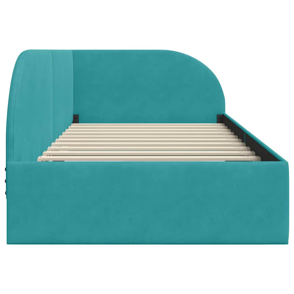 Hoekbedframe met hoofdeinde Turquoise 100 cm x 200 cm Fluweel is nu te koop bij PeponiXL, paradijselijk wonen!