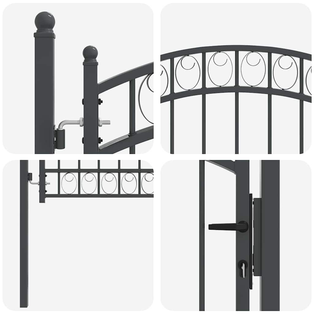 Hekpoort met slot Grijs 125 x 100 cm Poedergecoat staal is nu te koop bij PeponiXL, paradijselijk wonen!