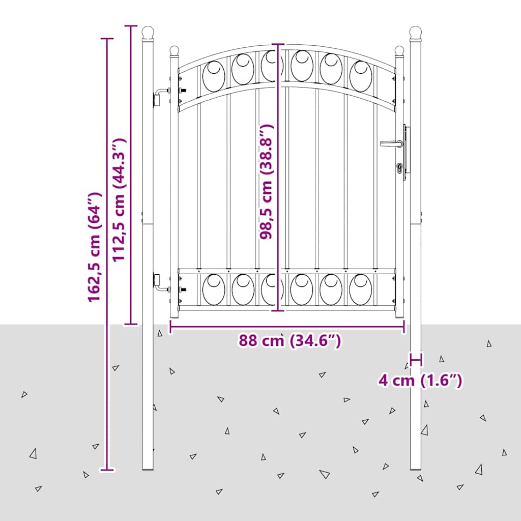 Hekpoort met slot Grijs 125 x 100 cm Poedergecoat staal is nu te koop bij PeponiXL, paradijselijk wonen!