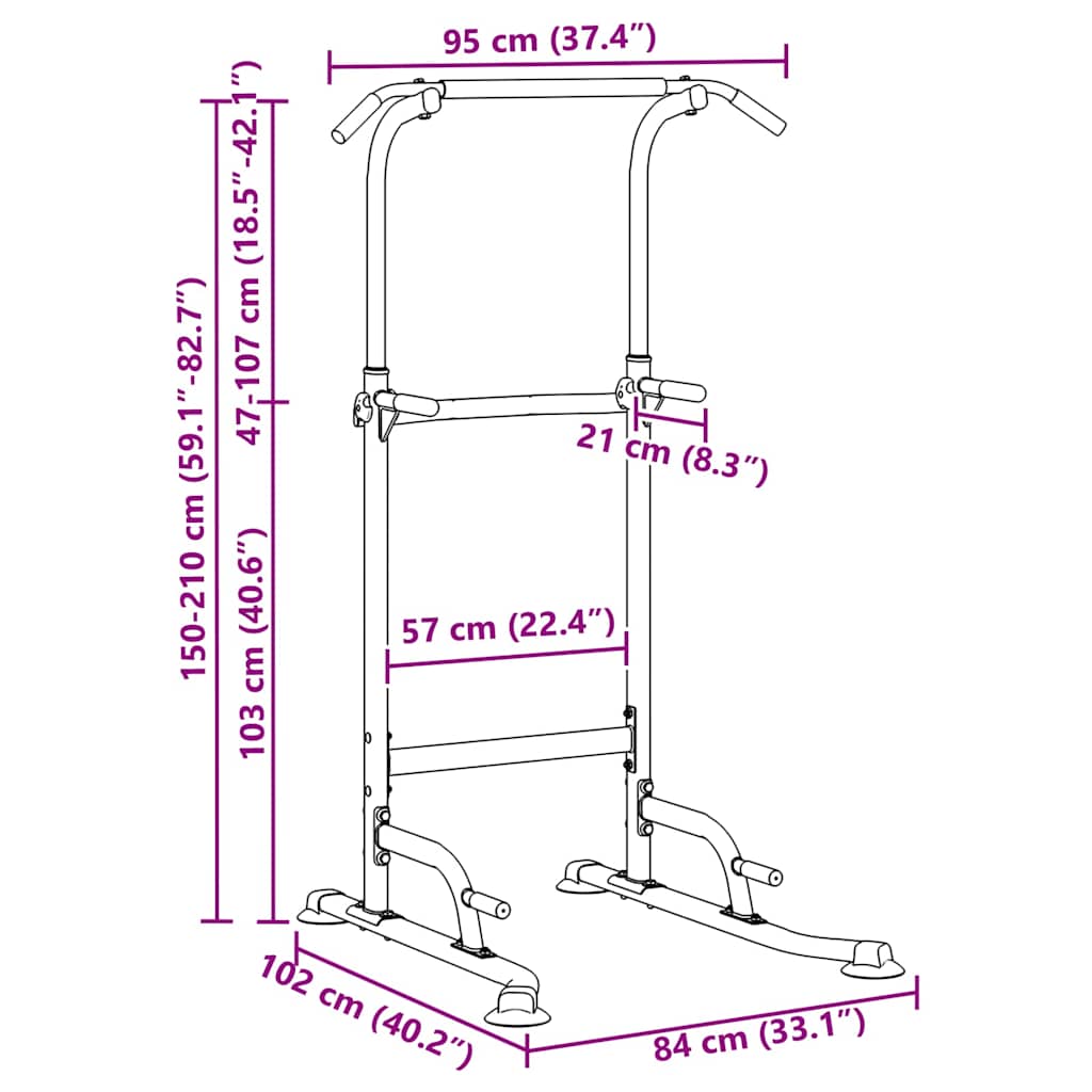 Kracht Toren Dip Station Zwart 102 x 95 x 210 cm is nu te koop bij PeponiXL, paradijselijk wonen!