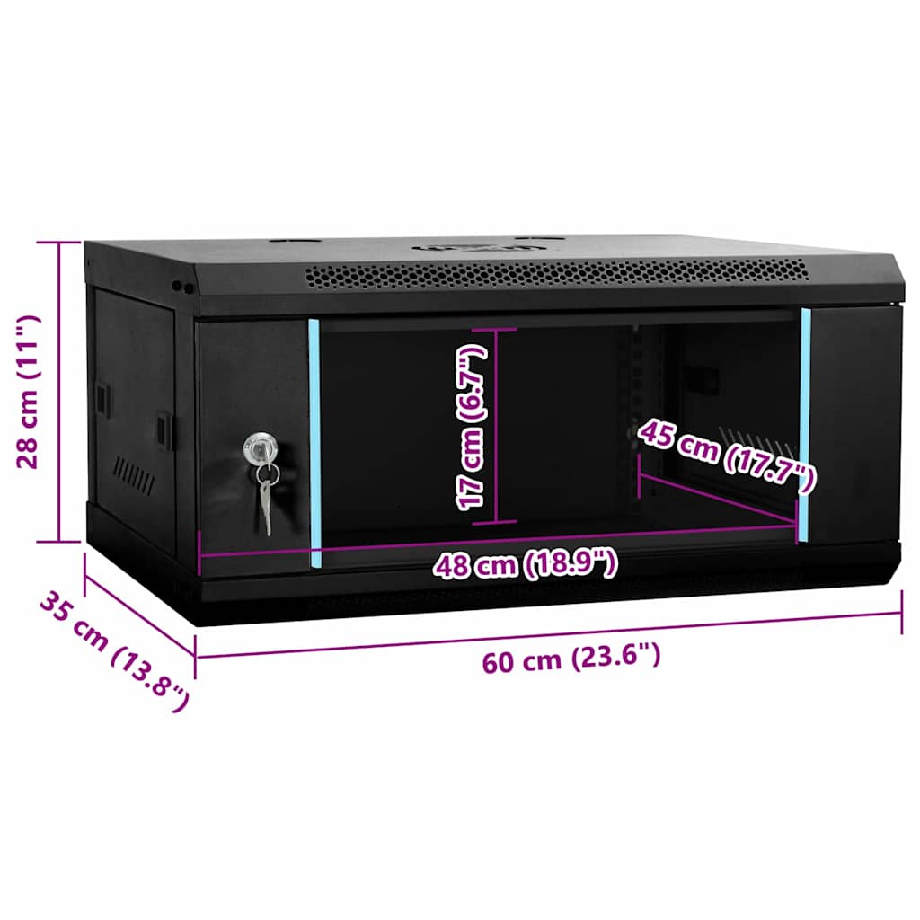 Netwerk kabinet met opslag Zwart 60 x 35 x 28 cm Staal is nu te koop bij PeponiXL, paradijselijk wonen!