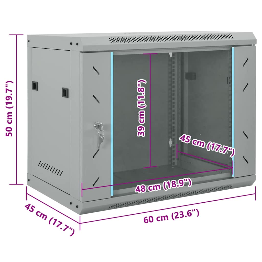 Netwerk kabinet met opslag Grijs 60 x 45 x 50 cm Staal is nu te koop bij PeponiXL, paradijselijk wonen!