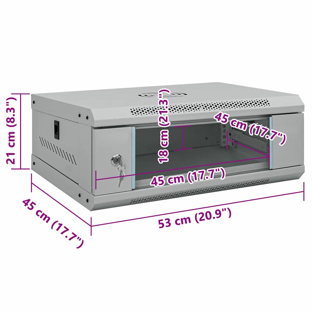Netwerk kabinet met opslag Grijs 53 x 45 x 21 cm Staal is nu te koop bij PeponiXL, paradijselijk wonen!