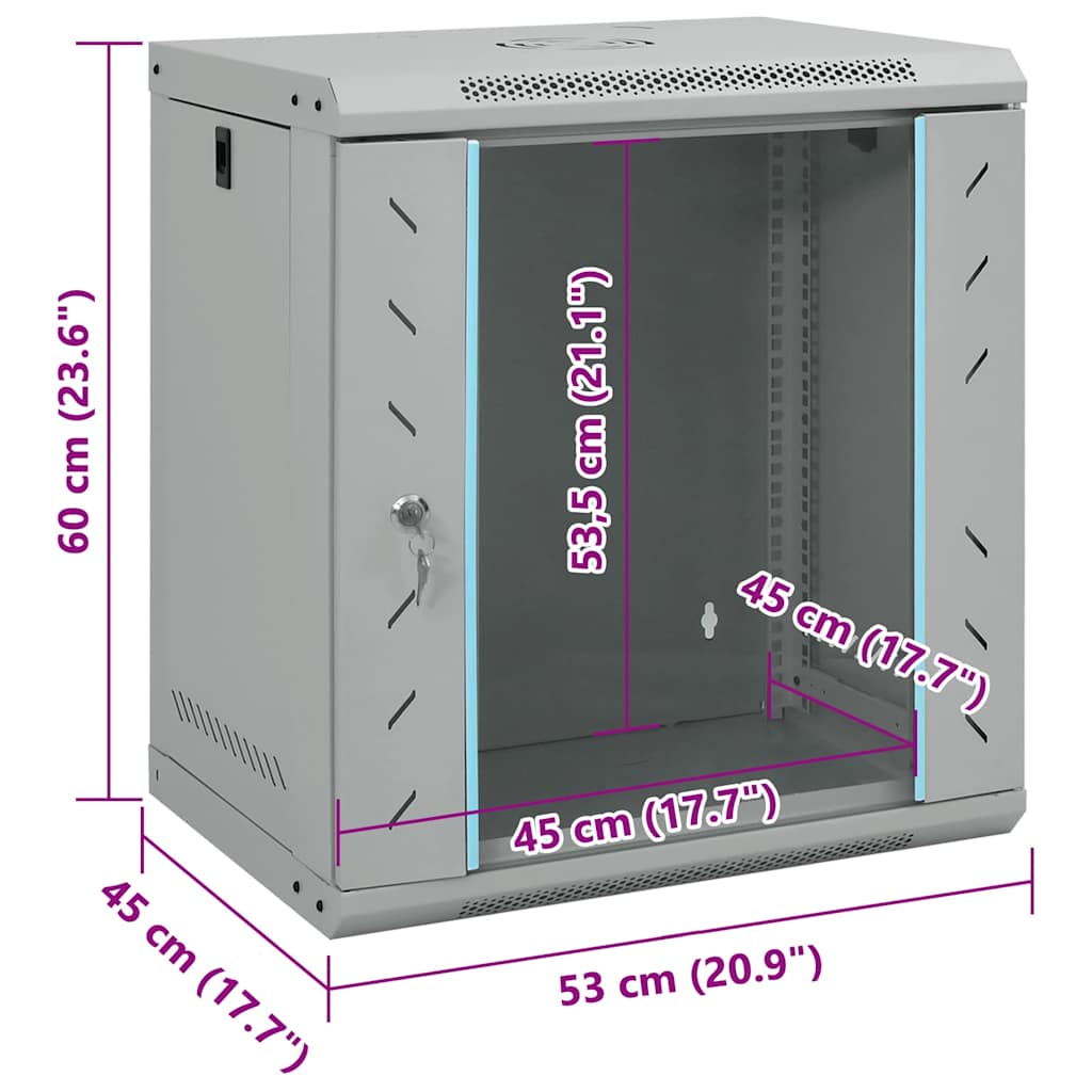 Netwerk kabinet met opslag Grijs 53 x 45 x 60 cm Staal is nu te koop bij PeponiXL, paradijselijk wonen!
