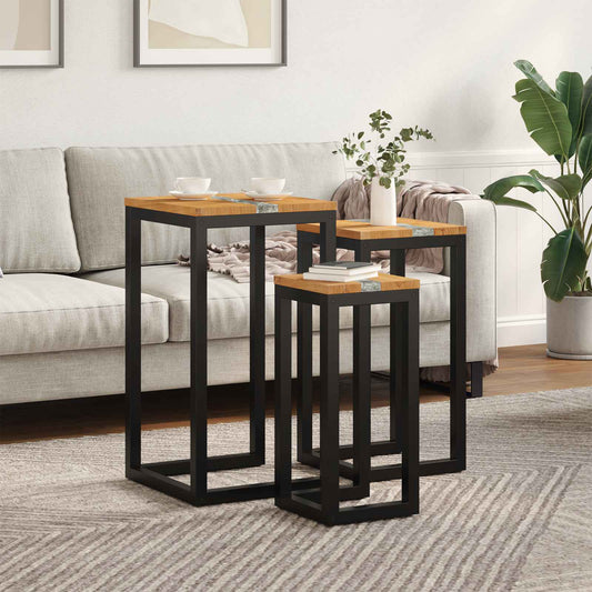 Nesttafel 3 stuks Bruin Massief Teakhout is nu te koop bij PeponiXL, paradijselijk wonen!