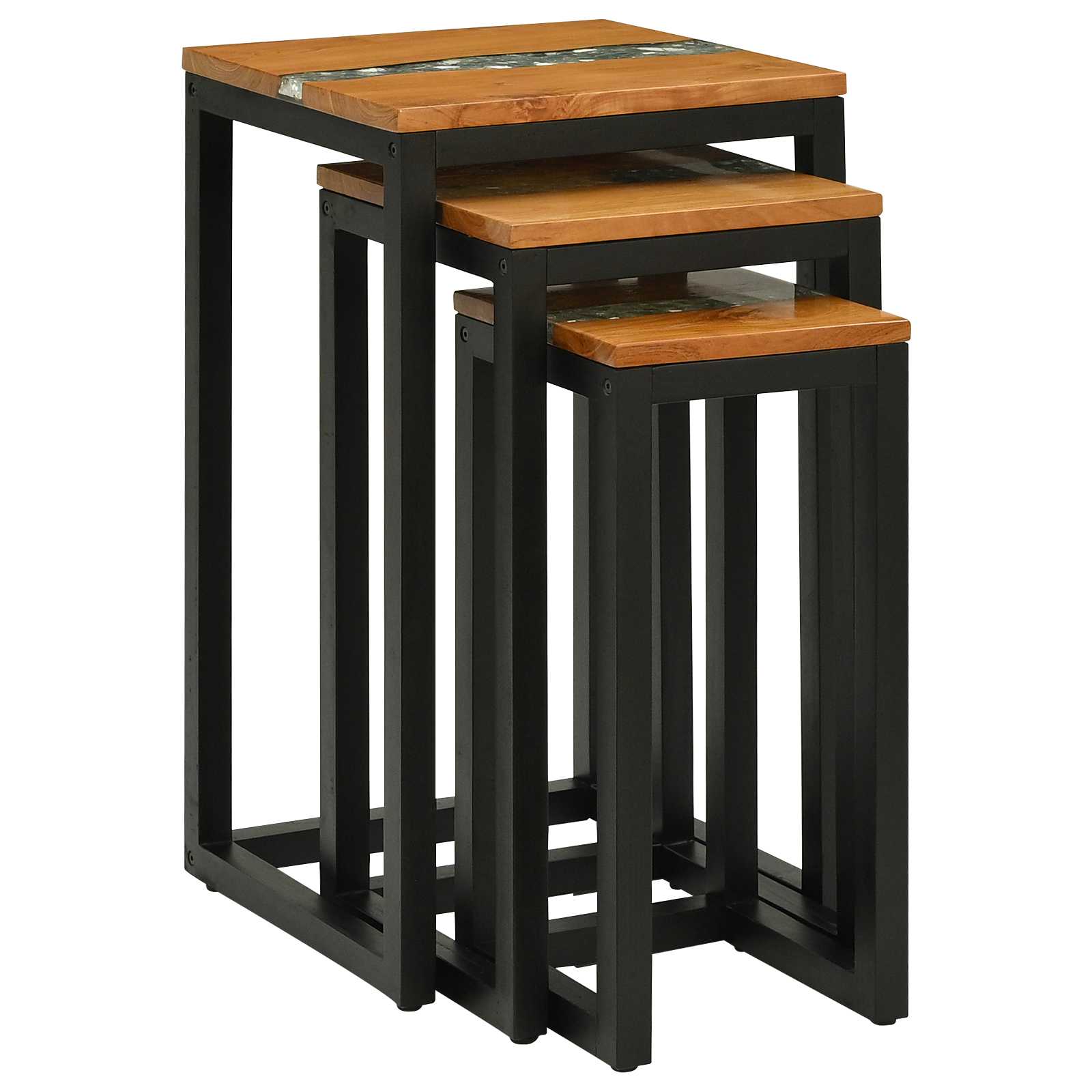 Nesttafel 3 stuks Bruin Massief Teakhout is nu te koop bij PeponiXL, paradijselijk wonen!