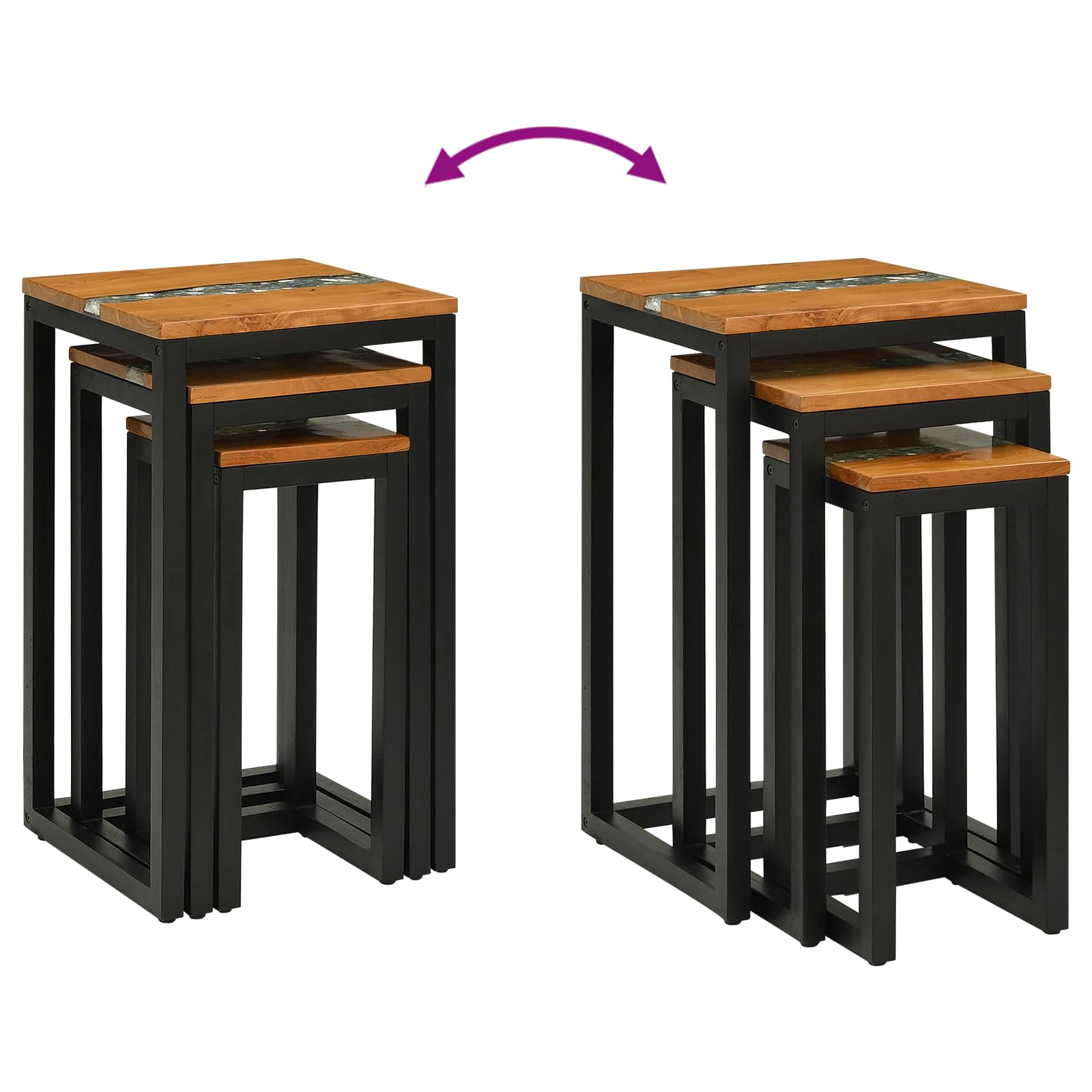 Nesttafel 3 stuks Bruin Massief Teakhout is nu te koop bij PeponiXL, paradijselijk wonen!
