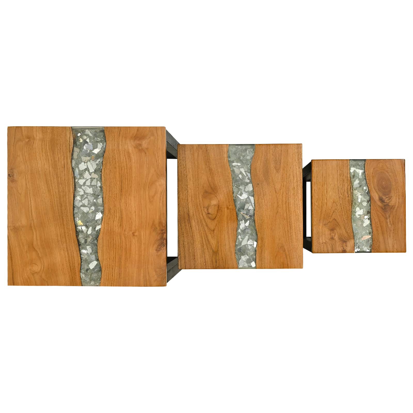 Nesttafel 3 stuks Bruin Massief Teakhout is nu te koop bij PeponiXL, paradijselijk wonen!