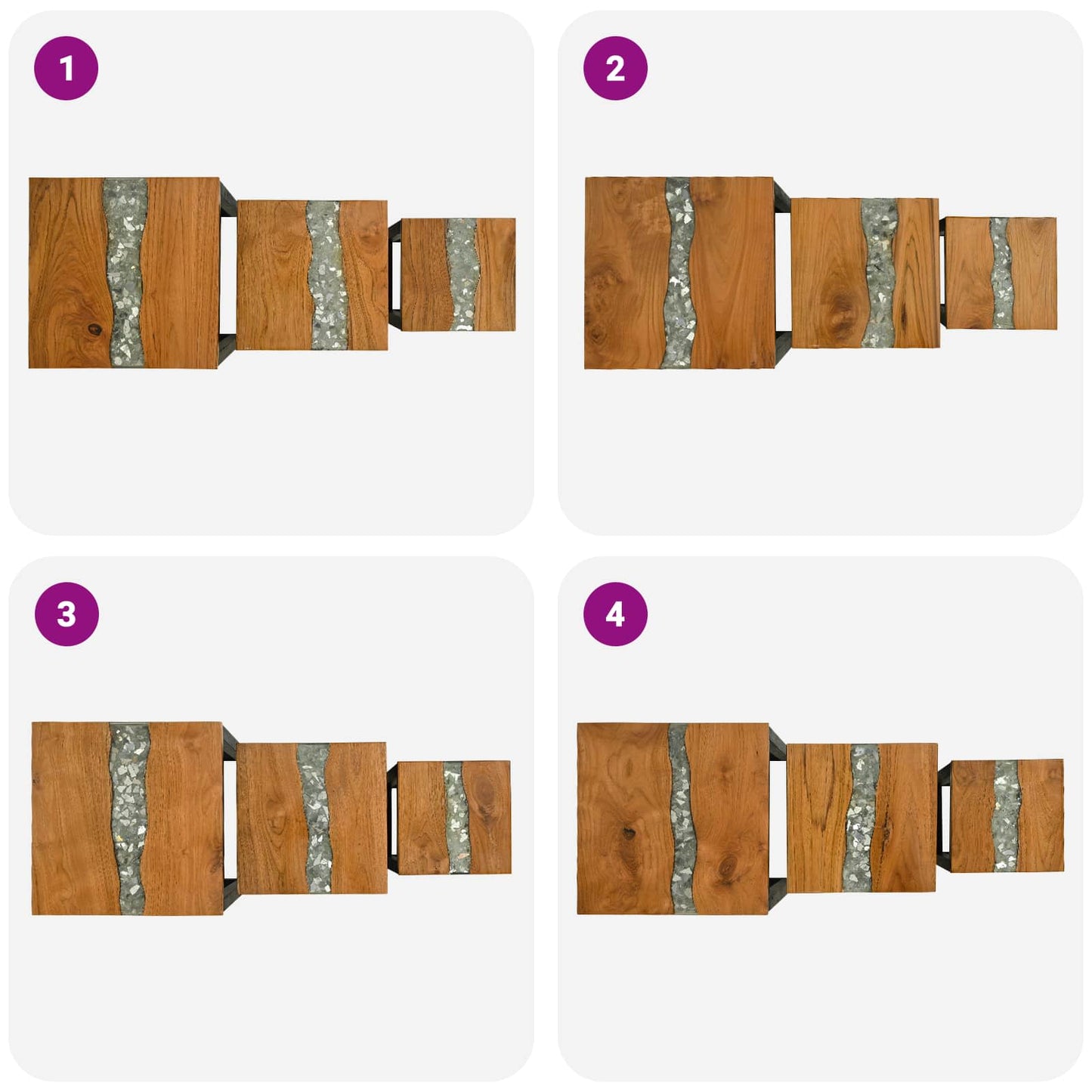 Nesttafel 3 stuks Bruin Massief Teakhout is nu te koop bij PeponiXL, paradijselijk wonen!