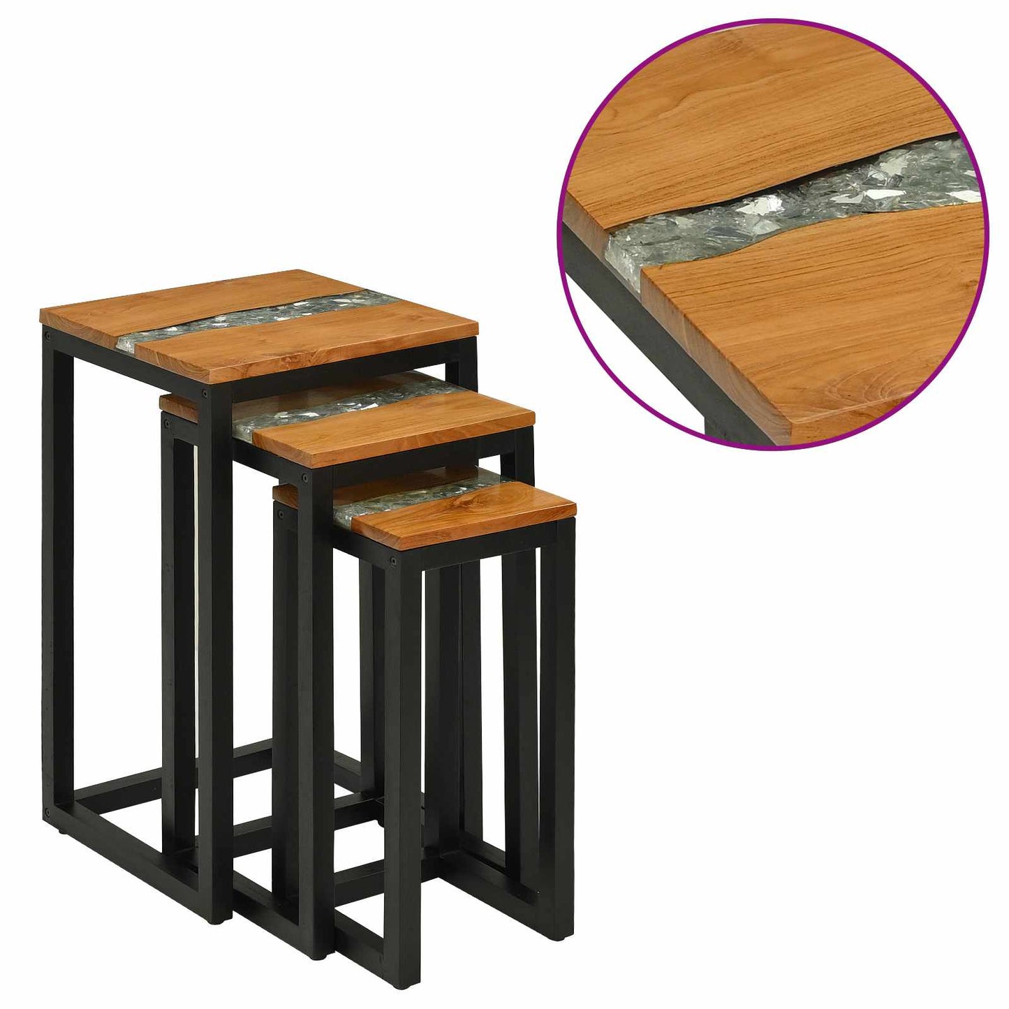 Nesttafel 3 stuks Bruin Massief Teakhout is nu te koop bij PeponiXL, paradijselijk wonen!