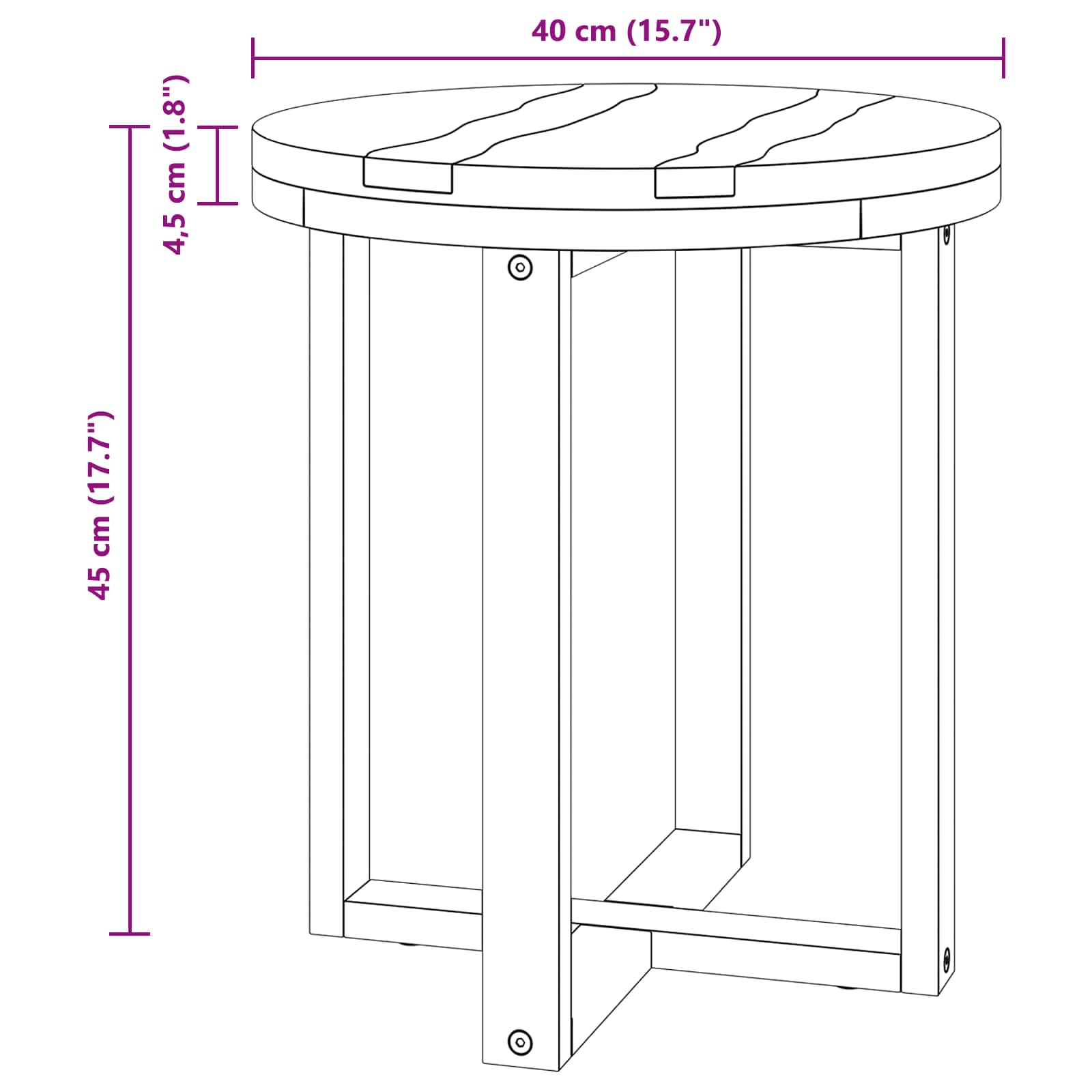 Salontafel Bruin 40 x 40 x 45 cm Massief Teakhout is nu te koop bij PeponiXL, paradijselijk wonen!