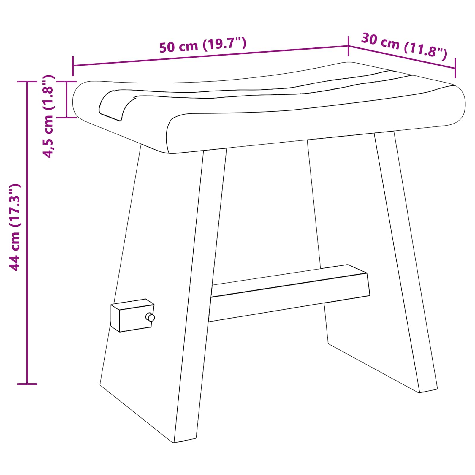 Badkamer Kruk Naturel 50 x 30 x 45 cm Natuurlijk Hout is nu te koop bij PeponiXL, paradijselijk wonen!