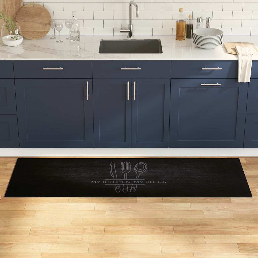 Keuken Vloerkleed Bestek Zwart 180 x 60 cm Fluweel is nu te koop bij PeponiXL, paradijselijk wonen!