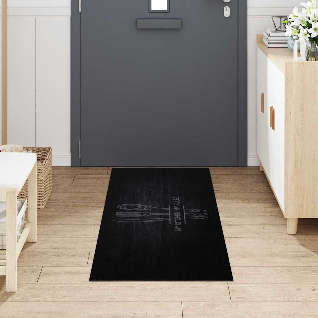 Keuken Vloerkleed Bestek Zwart 180 x 60 cm Fluweel is nu te koop bij PeponiXL, paradijselijk wonen!