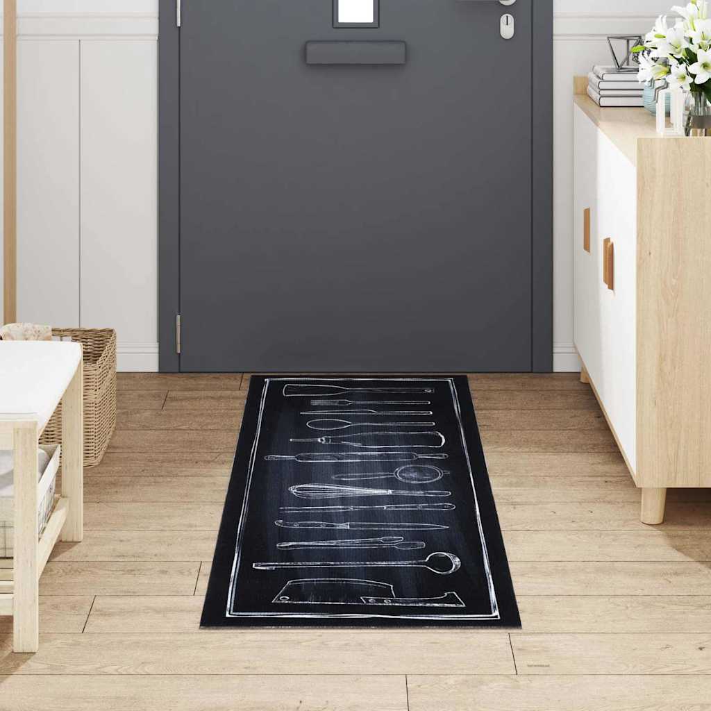 Keuken Vloerkleed Zwart 180 x 60 cm Fluweel is nu te koop bij PeponiXL, paradijselijk wonen!