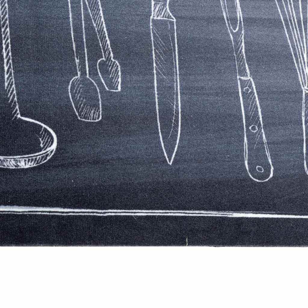 Keuken Vloerkleed Zwart 150 x 45 cm Fluweel is nu te koop bij PeponiXL, paradijselijk wonen!