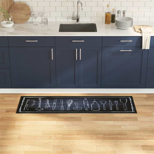 Keuken Vloerkleed Zwart 150 x 45 cm Fluweel is nu te koop bij PeponiXL, paradijselijk wonen!