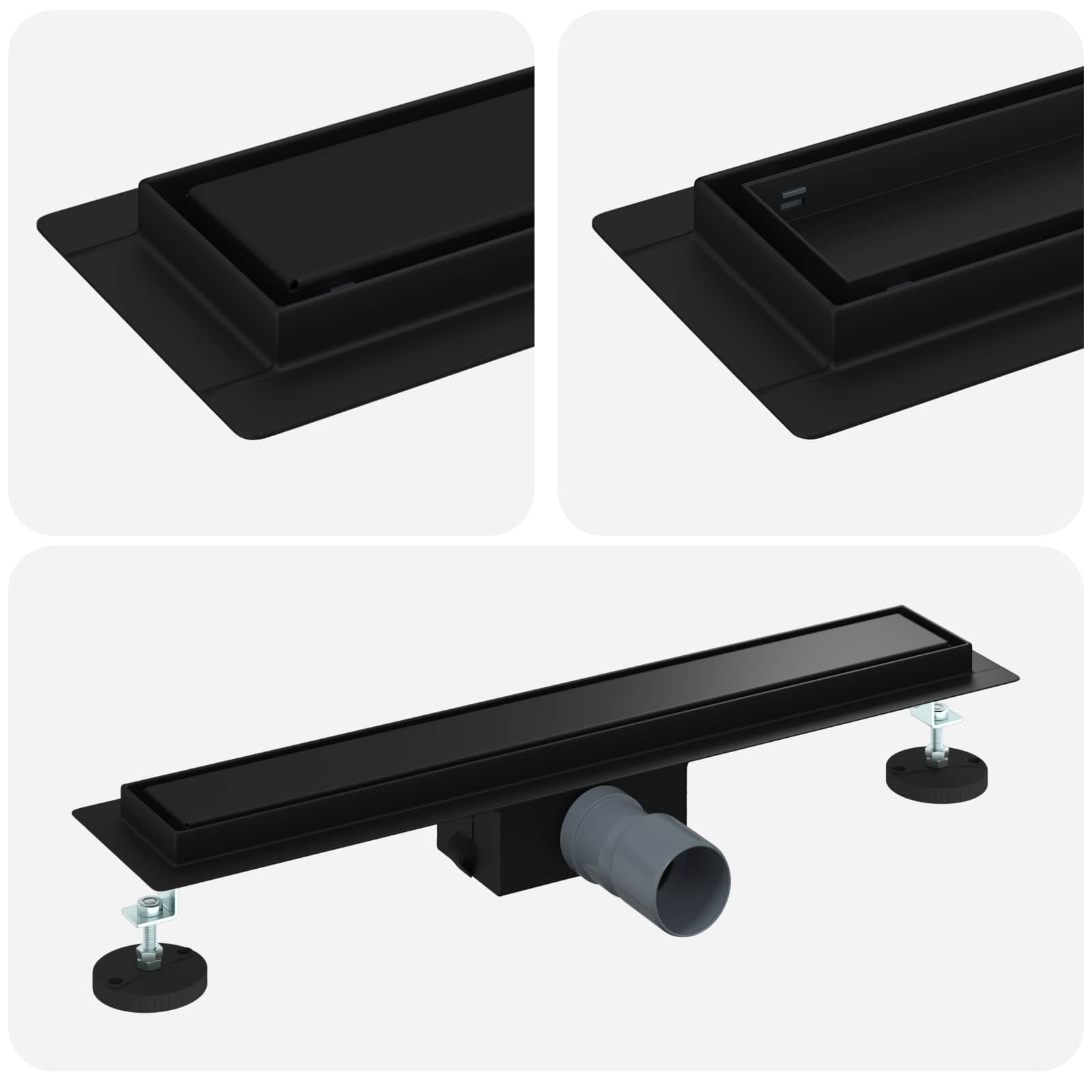2 in 1 Doucheafvoer Zwart 60 cm Roestvrij staal 304 is nu te koop bij PeponiXL, paradijselijk wonen!