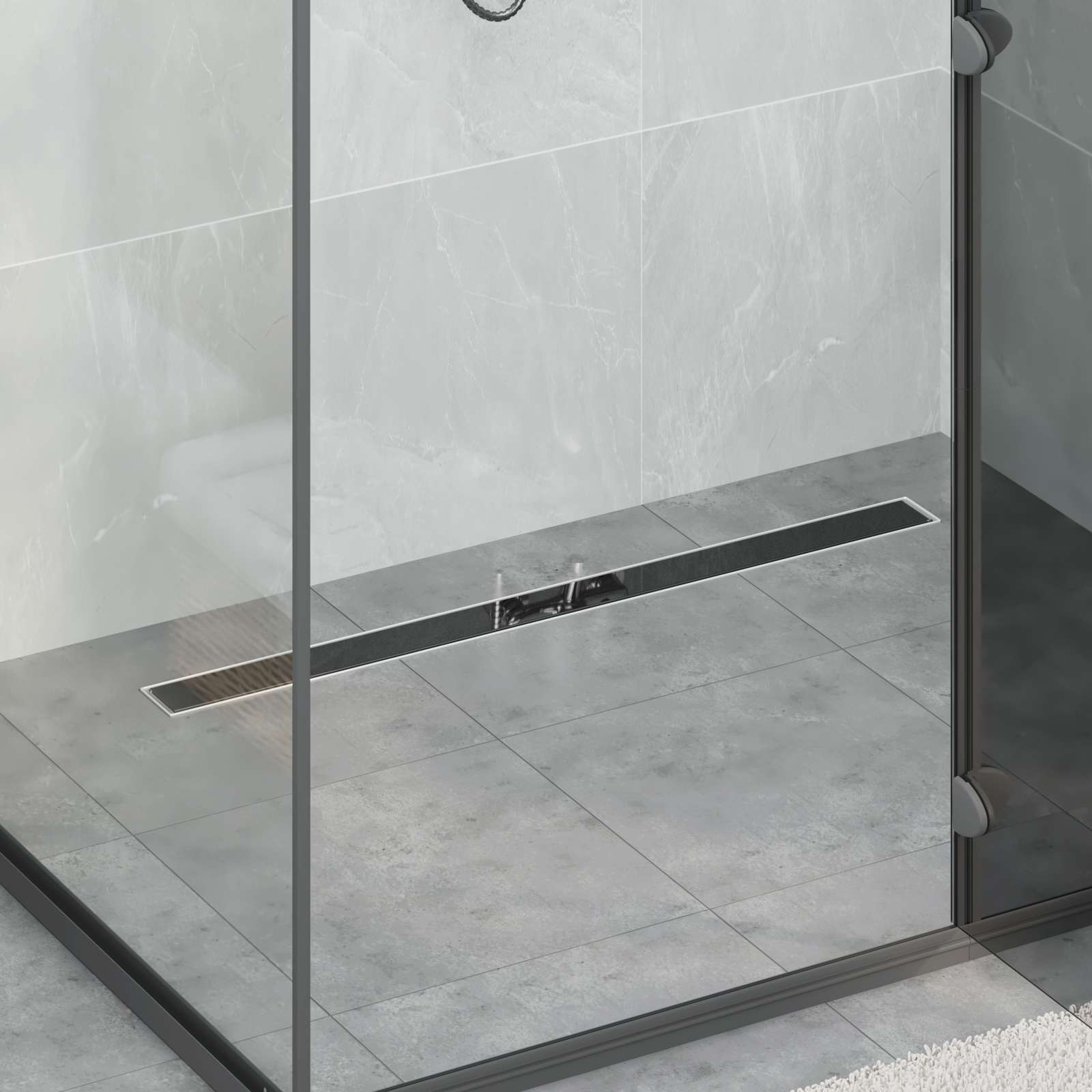 Doucheafvoer met Glazen Deksel Zwart 100 cm Roestvrij staal 304 is nu te koop bij PeponiXL, paradijselijk wonen!