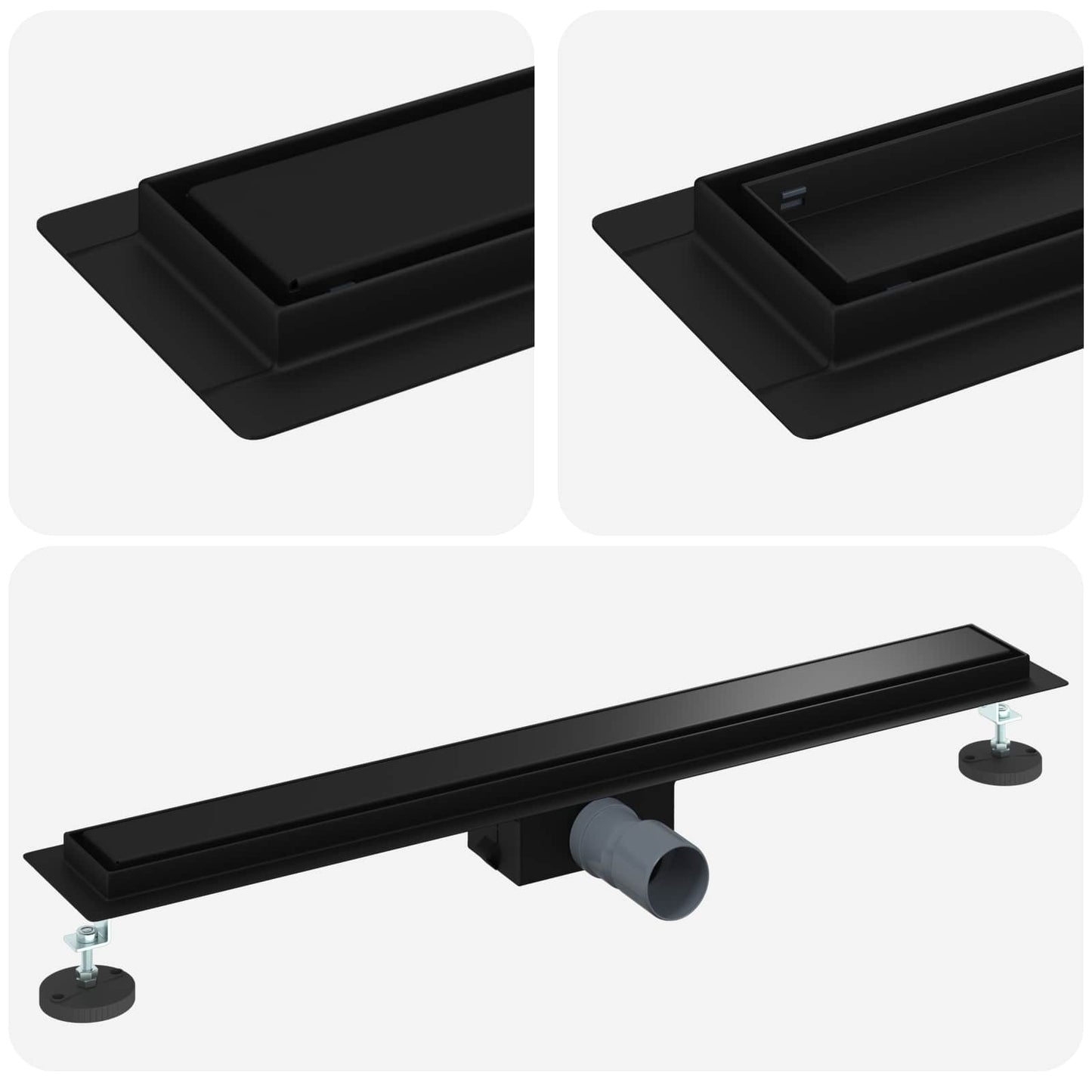 2 in 1 Doucheafvoer Zwart 70 cm Roestvrij staal 304 is nu te koop bij PeponiXL, paradijselijk wonen!