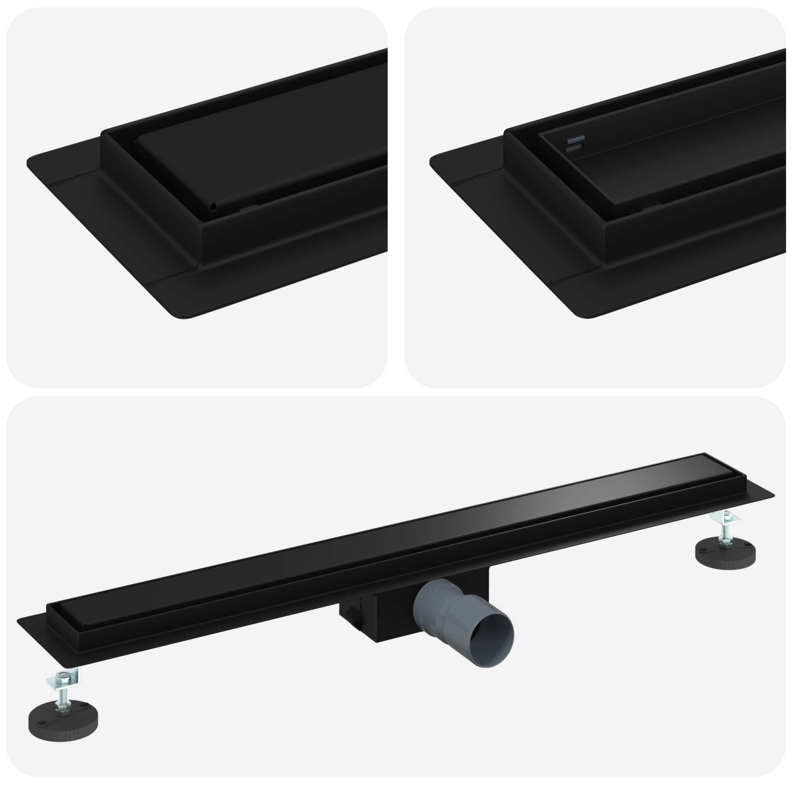 2 in 1 Doucheafvoer Zwart 70 cm Roestvrij staal 304 is nu te koop bij PeponiXL, paradijselijk wonen!